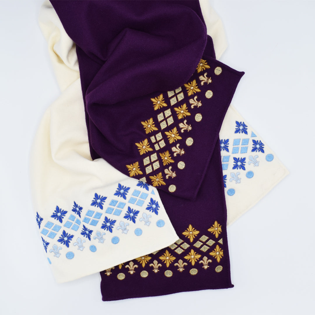 Cashmere wool blend Embroidered Scarf