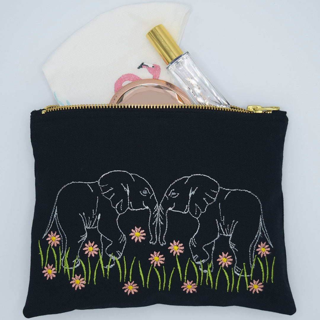 Elephant Black Cosmetic Bag