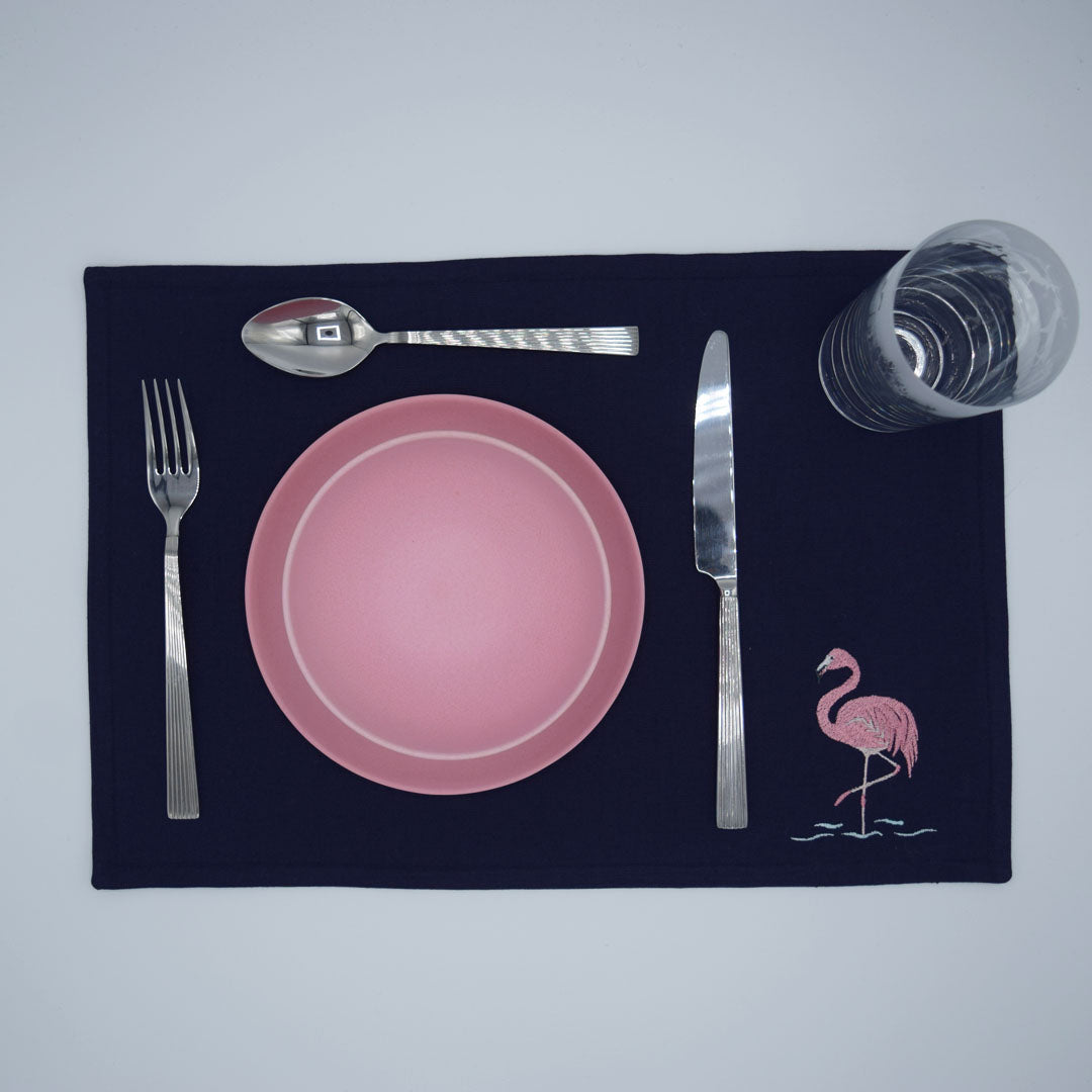 Flamingo Navy Table Mat