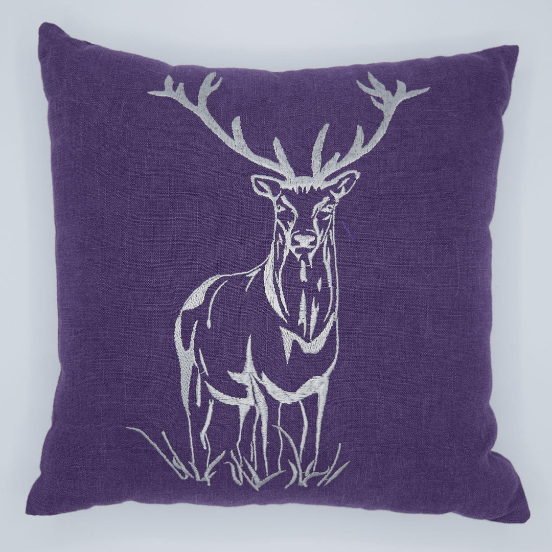 Small Stag Embroidered Cushion