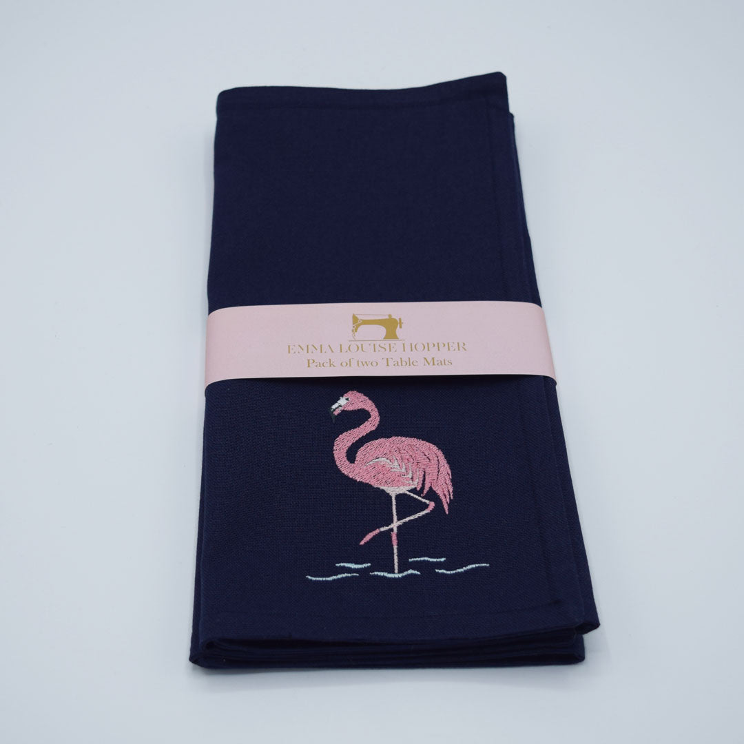 Flamingo Navy Table Mat